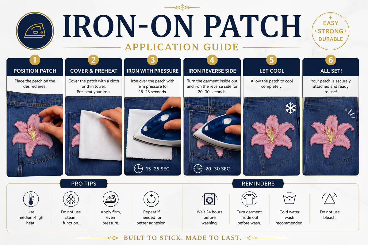 Pink Lily Embroidered Patch, Floral Flower Iron On Applique, Pink Blossom Embroidery Patch for Jackets, Hats, Bags & Clothing