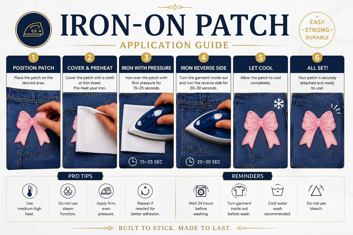 Pink Bow Embroidery Patch, Cute Ribbon Bow Iron On Patch, Kawaii Sewing Applique for Clothing, Bags & Accessories