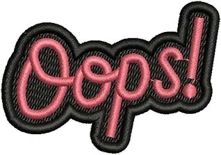 Oops Embroidered Patch – Funny Pink Script Iron-On Patch, Cute Y2K Clothing & Bag Embellishment