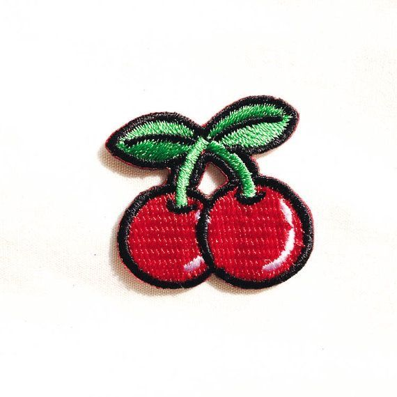 Cherry Embroidered Patch, Red Cherry Fruit Iron On Patch, Cute Kawaii Fruit Applique, Sewing Patch for Clothes, Bags & Jackets