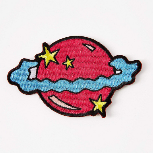 Cosmic Planet Embroidered Patch – Colorful Space Planet Iron-On Patch for Jackets, Backpacks & Clothing