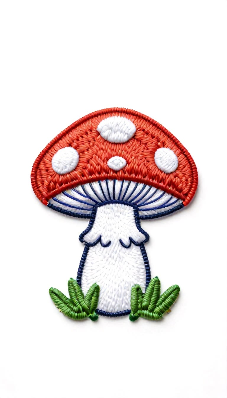 Cute Red Mushroom Embroidered Iron-On Patch, Kawaii Toadstool Mushroom Applique for Clothing, Bags, Hats & DIY Crafts