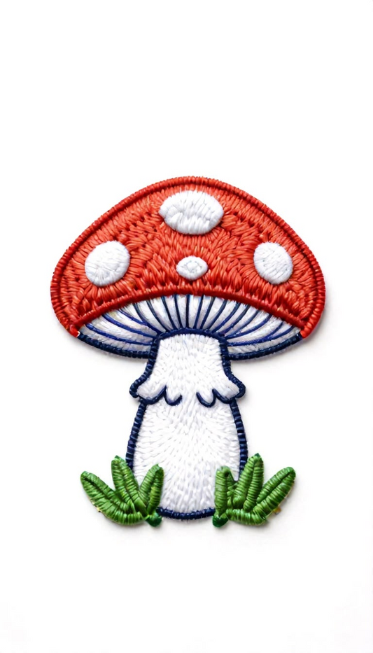 Cute Red Mushroom Embroidered Iron-On Patch, Kawaii Toadstool Mushroom Applique for Clothing, Bags, Hats & DIY Crafts