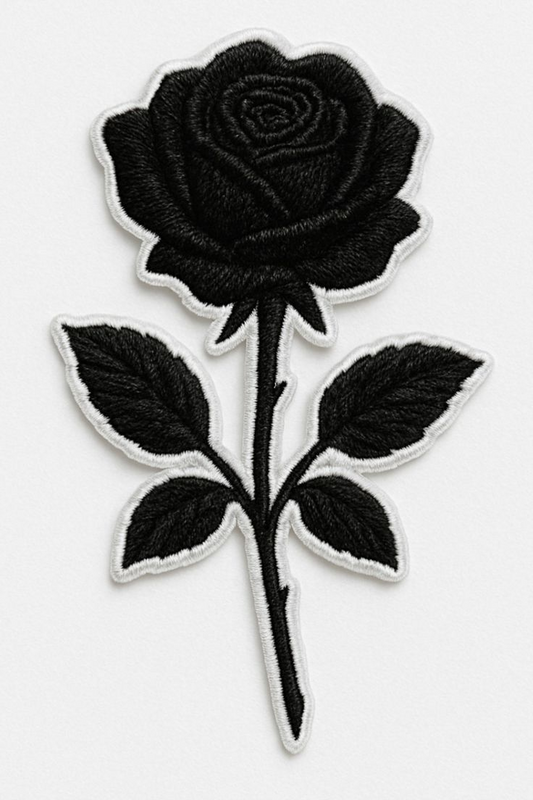 Black Rose Embroidered Patch, Gothic Rose Flower Patch, Floral Iron On Patch, DIY Clothing & Jacket Patch