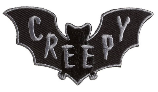 Creepy Bat Embroidered Patch, Halloween Bat Patch, Gothic Iron-On Patch, Spooky Canvas Patch for Jackets, Bags & Clothing
