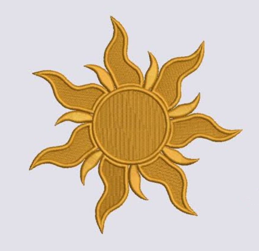 Golden Sun Embroidered Patch, Celestial Sun Iron-On Embroidery Applique for Jackets, Hats, Bags & DIY Clothing
