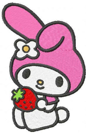 Cute Pink Bunny Embroidered Patch with Strawberry – Kawaii Rabbit Iron-On Patch, Cute Animal Embroidery Applique