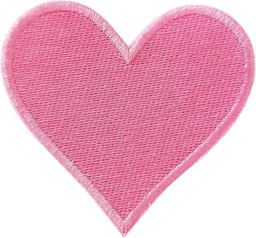 Pink Heart Embroidered Patch – Cute Love Heart Sew On Patch for Clothing, Bags & Accessories