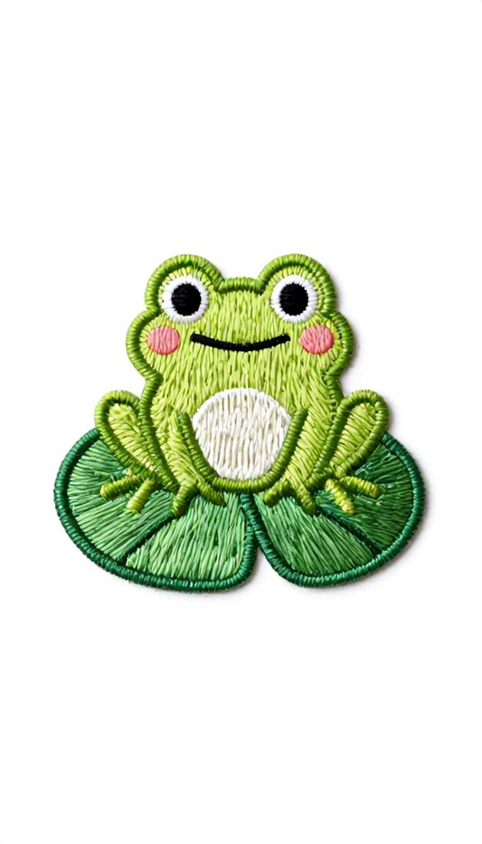 Cute Frog Embroidered Patch, Green Kawaii Frog Iron On Patch for Clothes, DIY Clothing Accessories, Backpack, Jacket and Tote Bag