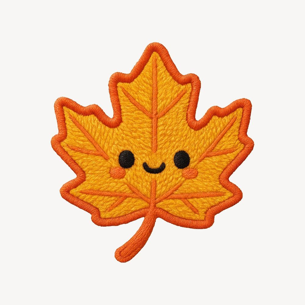 Cute Autumn Maple Leaf Embroidered Patch - Kawaii Fall Iron On Badge