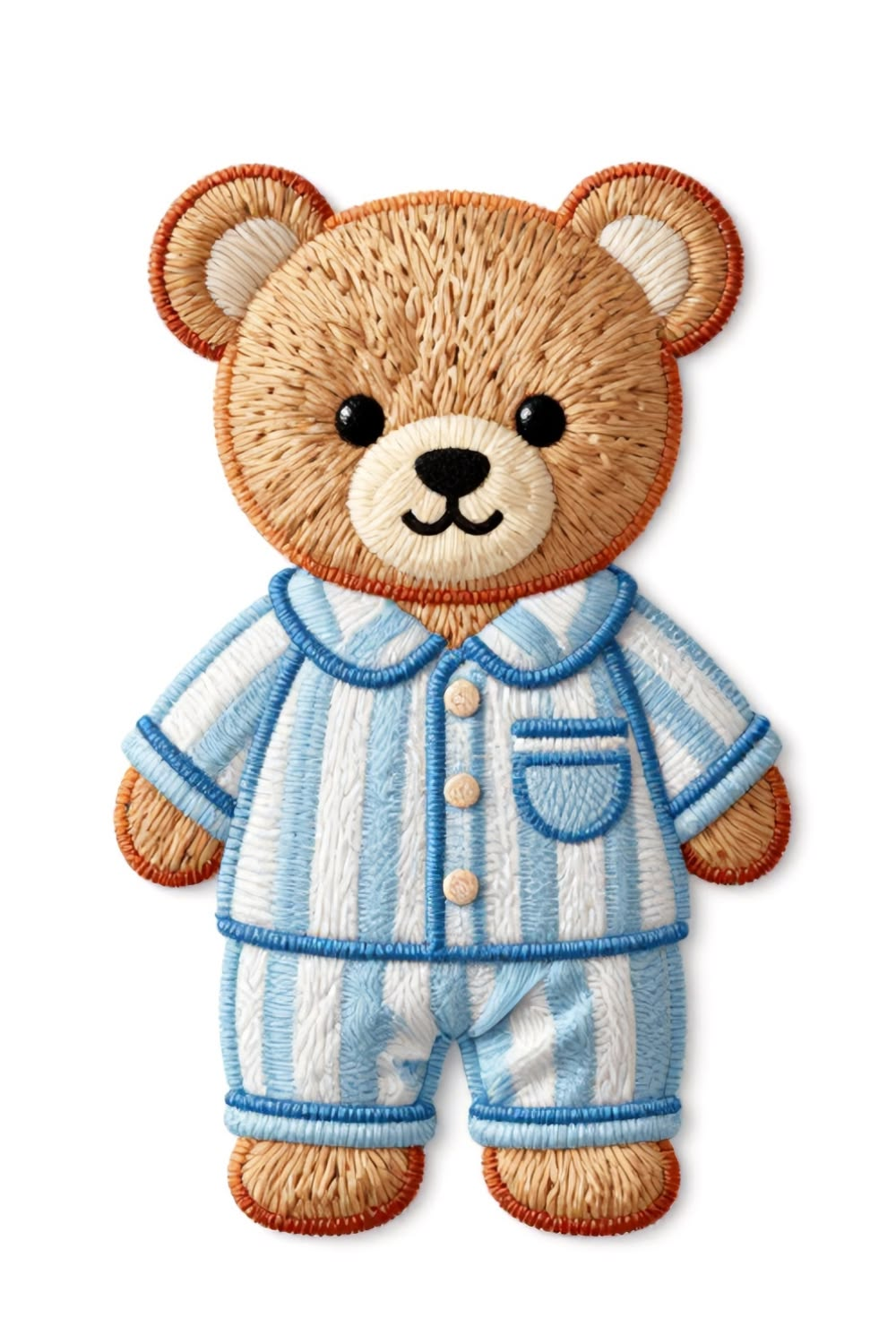 Cute Teddy Bear Embroidered Patch in Blue Pajamas, Kawaii Bear Iron On Patch, Nursery Animal Applique for Clothing, Bags & DIY Crafts