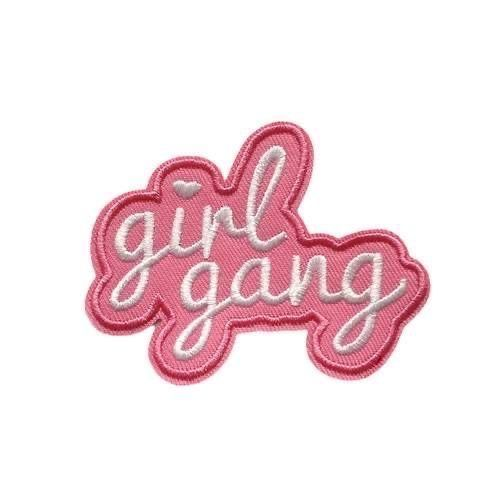 Girl Gang Embroidered Patch – Pink Feminist Statement Iron-On Patch, Cute Sew-On Patch for Jackets, Hats & Bags