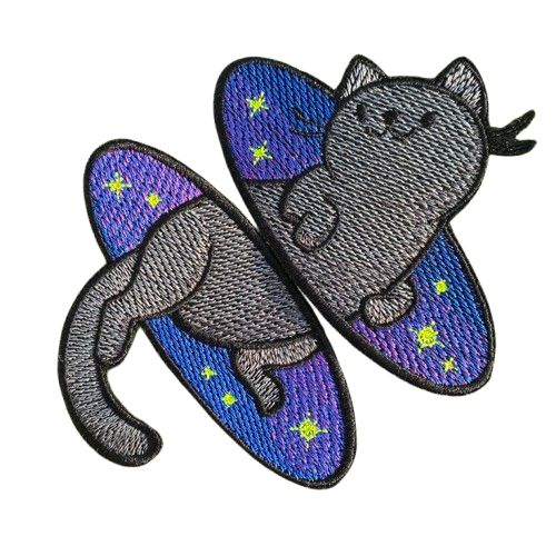 Cute Cat Butterfly Embroidered Patch – Whimsical Animal Iron-On Patch for Jackets, Backpacks & Hats