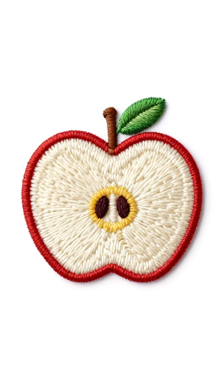 Red Apple Embroidered Patch, Fruit Iron On Embroidery Applique for Clothing, Bags & DIY Crafts