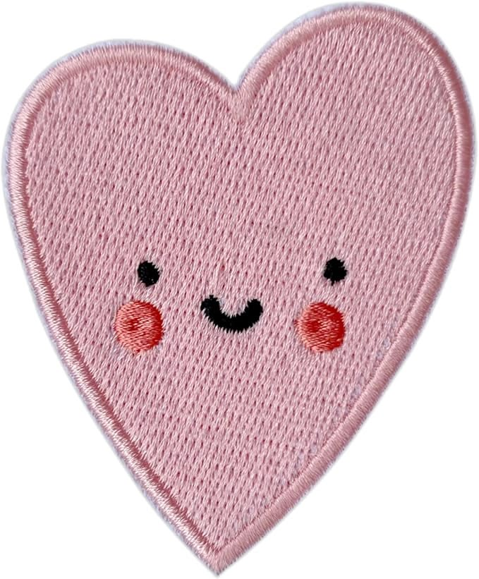 Cute Pink Heart Embroidered Patch – Kawaii Love Heart Iron-On Patch for Clothing & Accessories