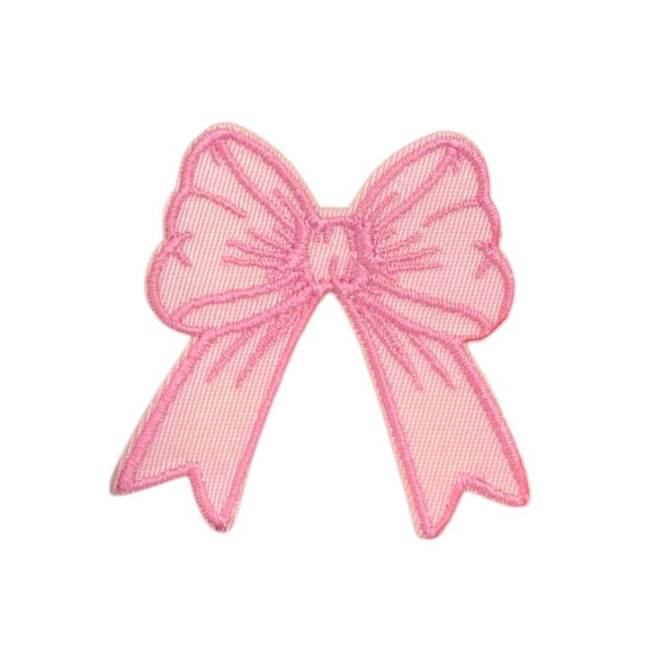 Pink Bow Embroidery Patch, Cute Ribbon Bow Iron On Patch, Kawaii Sewing Applique for Clothing, Bags & Accessories