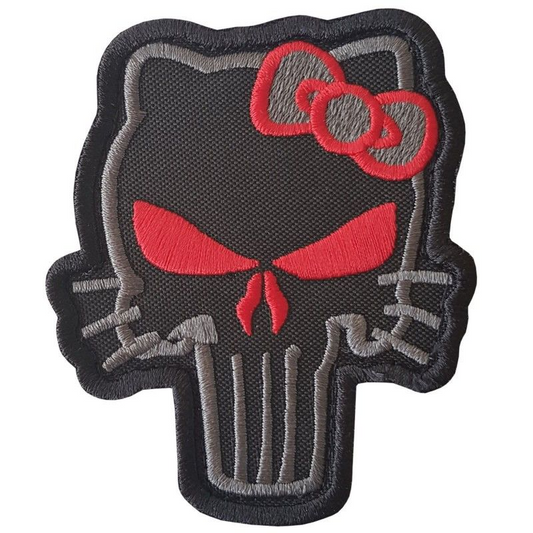 Cute Skull Bow Embroidered Patch – Kawaii Punk Iron-On Patch for Jackets, Backpacks & Hats