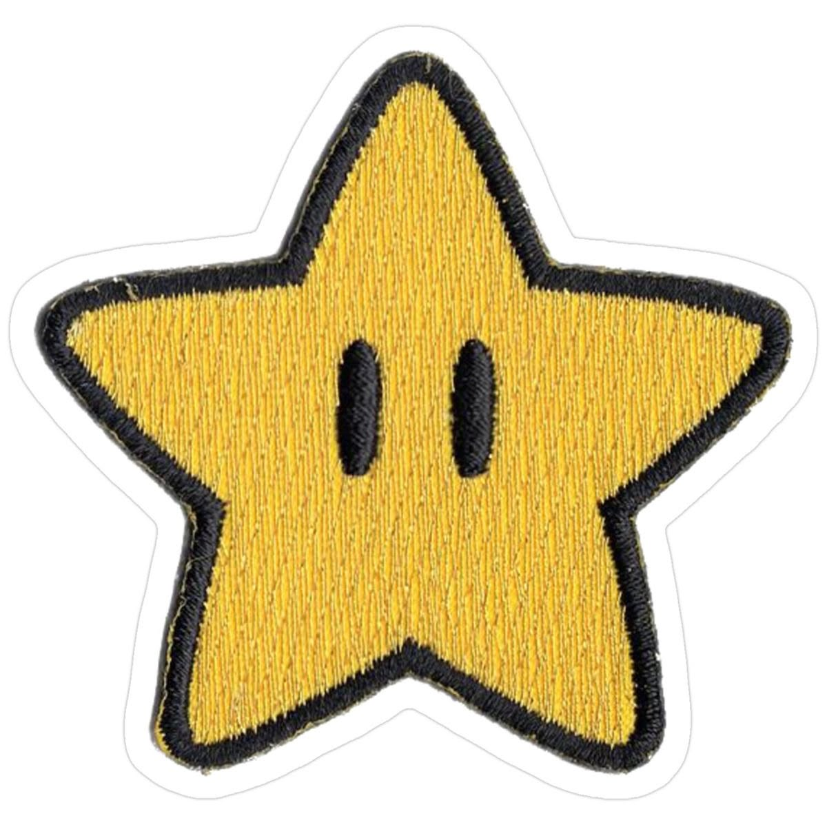 Yellow Star Embroidered Patch, Cute Star Iron On Patch, Black Border Sew On Patch, Kawaii Clothing Patch, Backpack & Hat Embroidery Patch