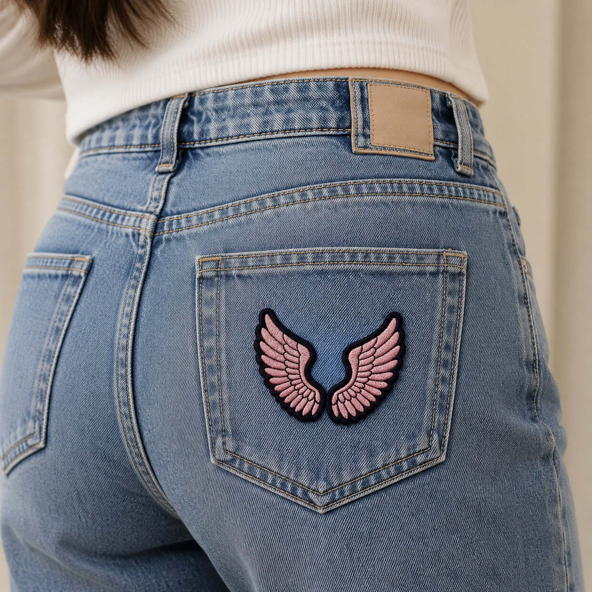 Pink Angel Wings Embroidered Patch, Cute Wing Iron On Patch, Angel Wings Applique, DIY Sewing Patch for Jacket, Bag & Clothing
