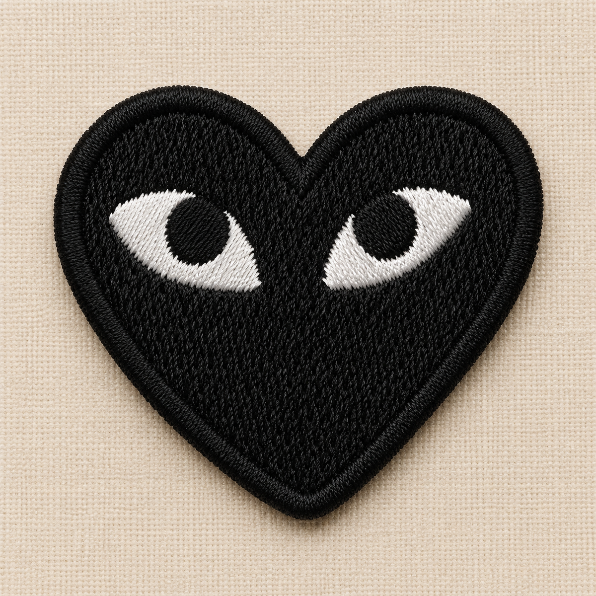 Heart Embroidered Patch with White Eyes – Cute Iron On Clothing Patch