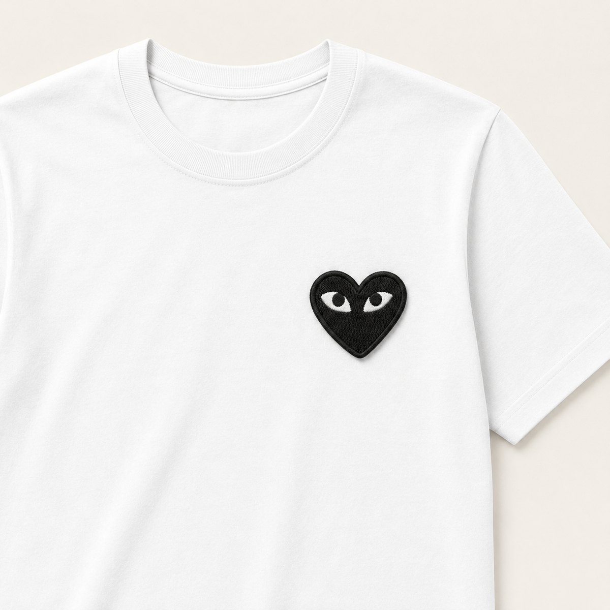 Heart Embroidered Patch with White Eyes – Cute Iron On Clothing Patch