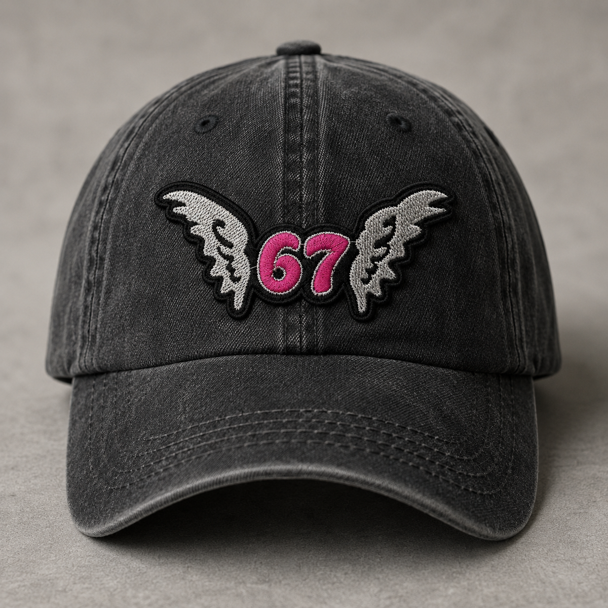 67 Angel Wings Embroidered Patch, Pink & Black Number 67 Iron On Patch, Gothic Wing Applique, Clothing & Jacket Embroidery Patch