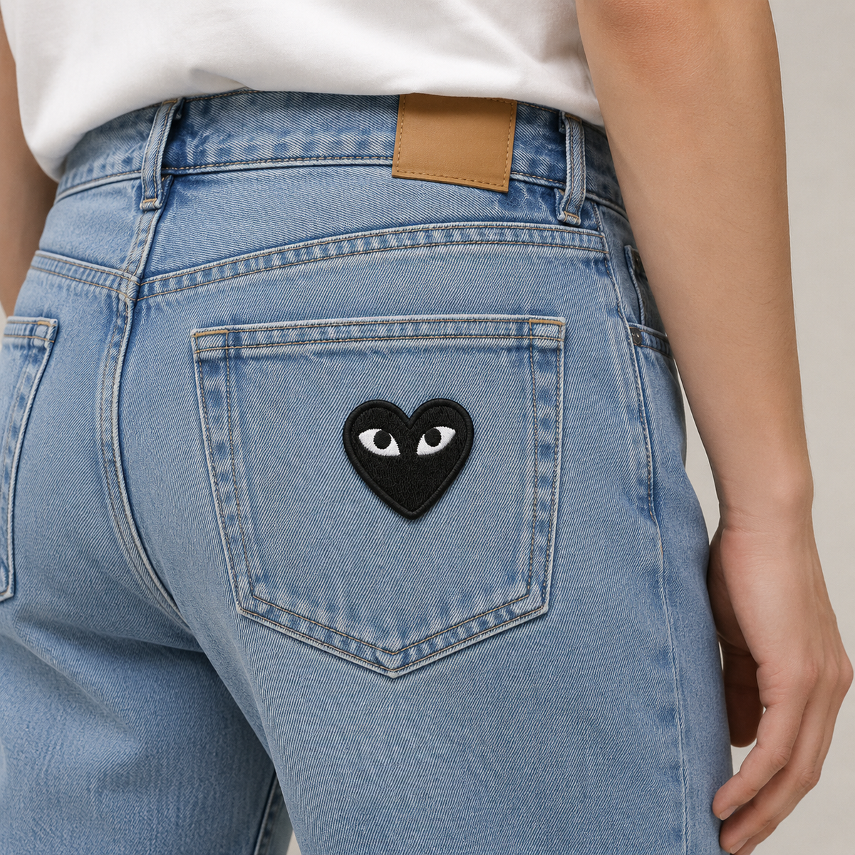 Heart Embroidered Patch with White Eyes – Cute Iron On Clothing Patch