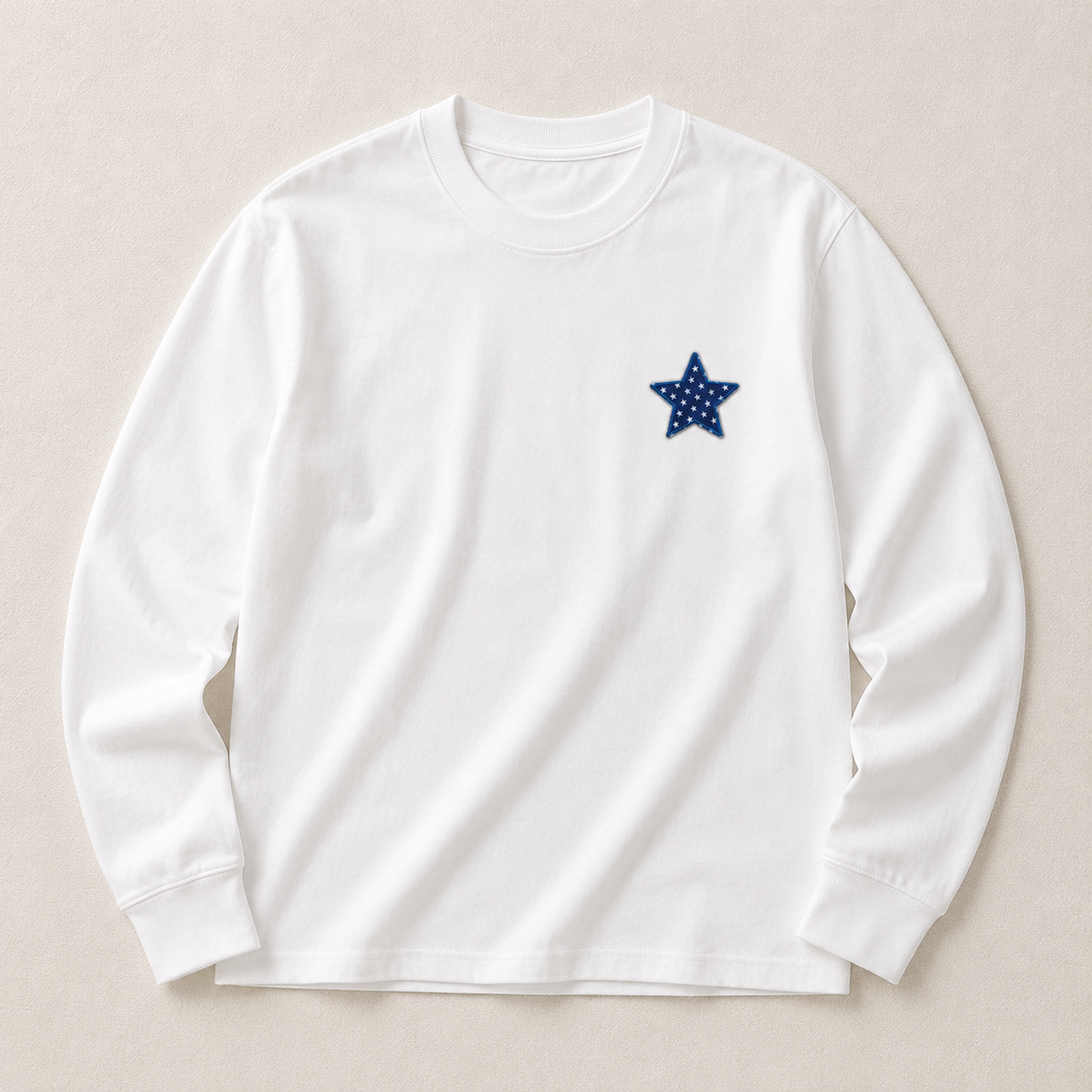 Embroidered Star Patch, Navy Blue Star Embroidery Patch, White Stars Applique for Clothing, Jackets, Hats & DIY Crafts