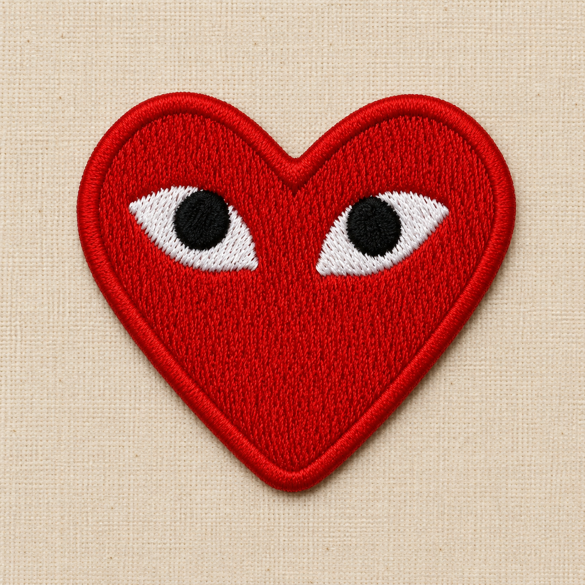 Heart Embroidered Patch with White Eyes – Cute Iron On Clothing Patch