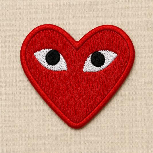 Heart Embroidered Patch with White Eyes – Cute Iron On Clothing Patch
