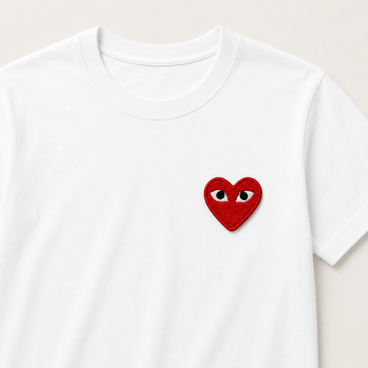 Heart Embroidered Patch with White Eyes – Cute Iron On Clothing Patch