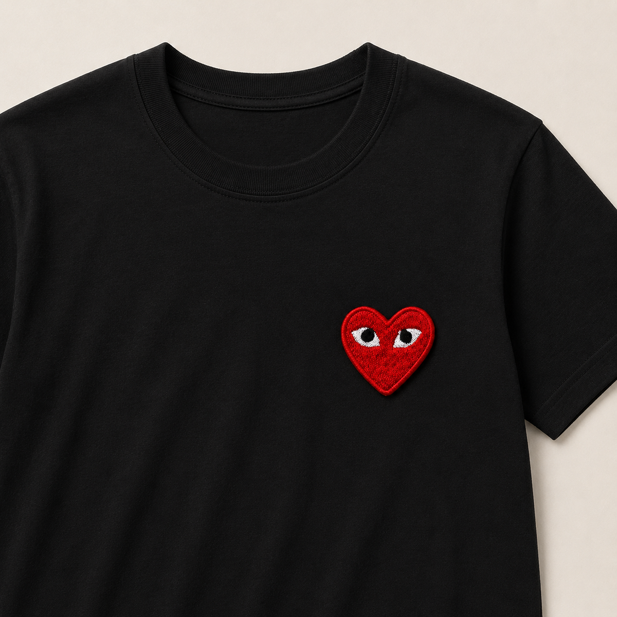Heart Embroidered Patch with White Eyes – Cute Iron On Clothing Patch