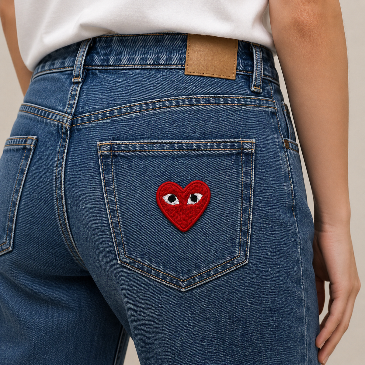 Heart Embroidered Patch with White Eyes – Cute Iron On Clothing Patch