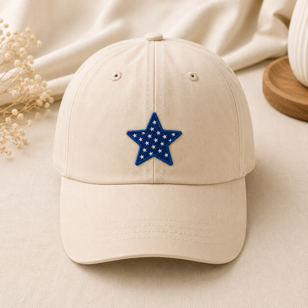 Embroidered Star Patch, Navy Blue Star Embroidery Patch, White Stars Applique for Clothing, Jackets, Hats & DIY Crafts