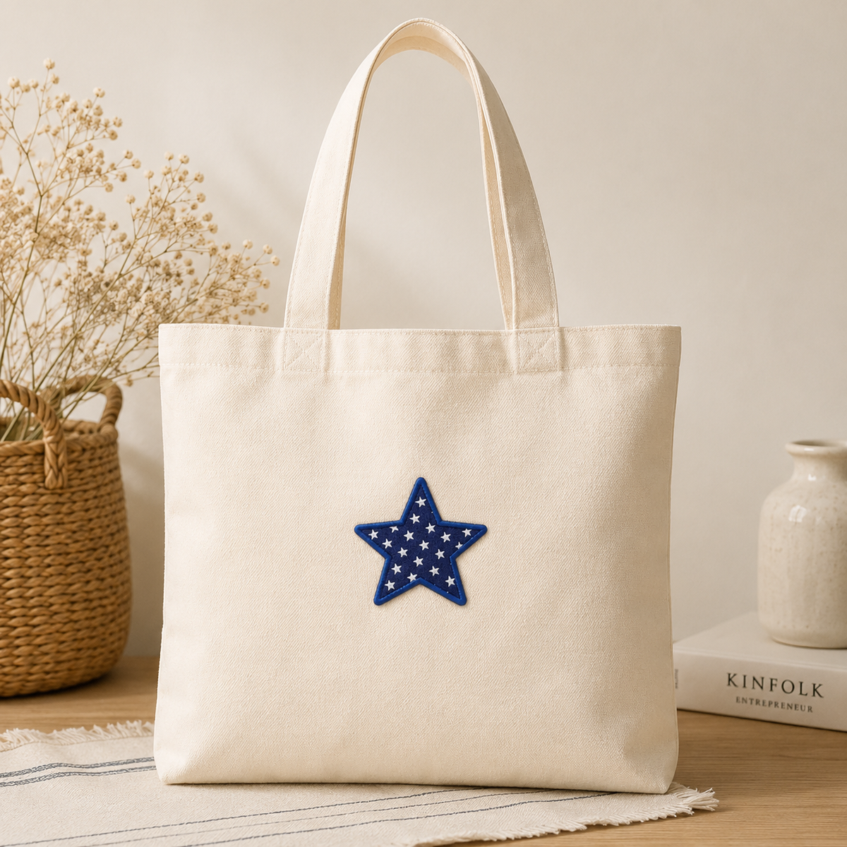 Embroidered Star Patch, Navy Blue Star Embroidery Patch, White Stars Applique for Clothing, Jackets, Hats & DIY Crafts