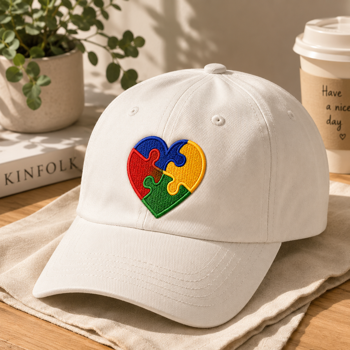 Colorful Puzzle Heart Embroidered Patch – Heart Shaped Sew On Patch, Autism Awareness Inspired Embroidery Patch, DIY Clothing & Bag Decoration