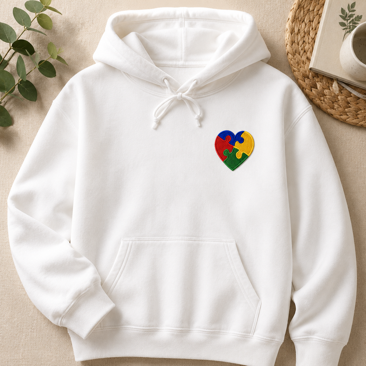 Colorful Puzzle Heart Embroidered Patch – Heart Shaped Sew On Patch, Autism Awareness Inspired Embroidery Patch, DIY Clothing & Bag Decoration