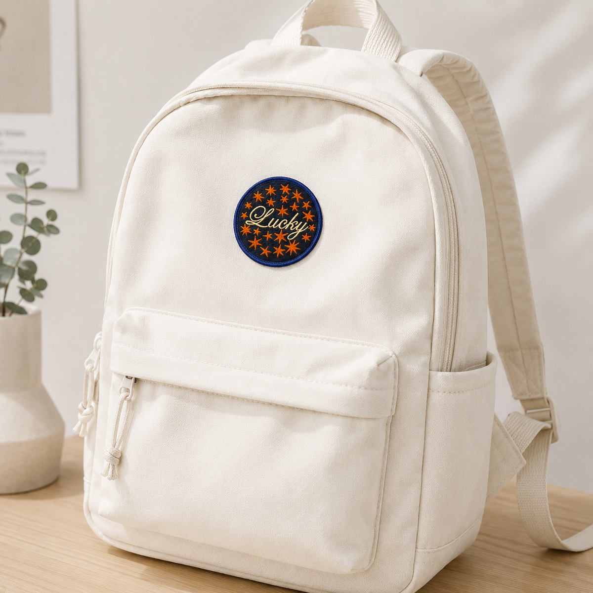 Lucky Star Embroidered Patch, Cute Celestial Sew-On Patch, Navy Blue & Orange Star Embroidery Patch, DIY Clothing & Accessories