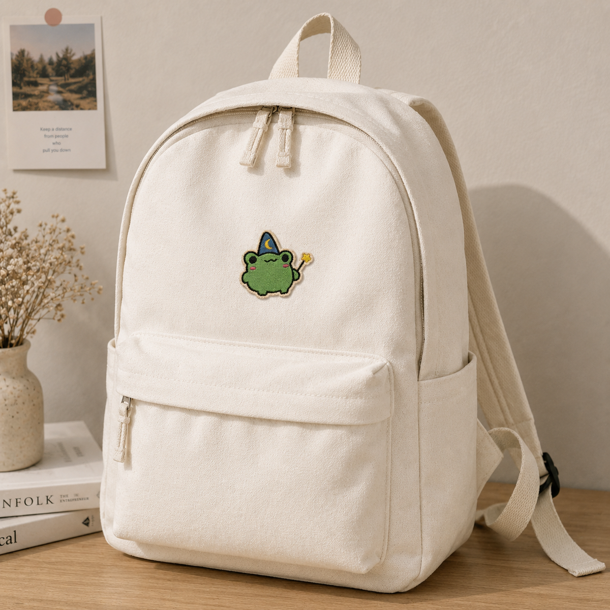 Cute Frog Wizard Embroidered Patch, Kawaii Frog Iron On Patch, Fantasy Animal Patch, Magical Frog Applique for Hats, Jackets & Bags
