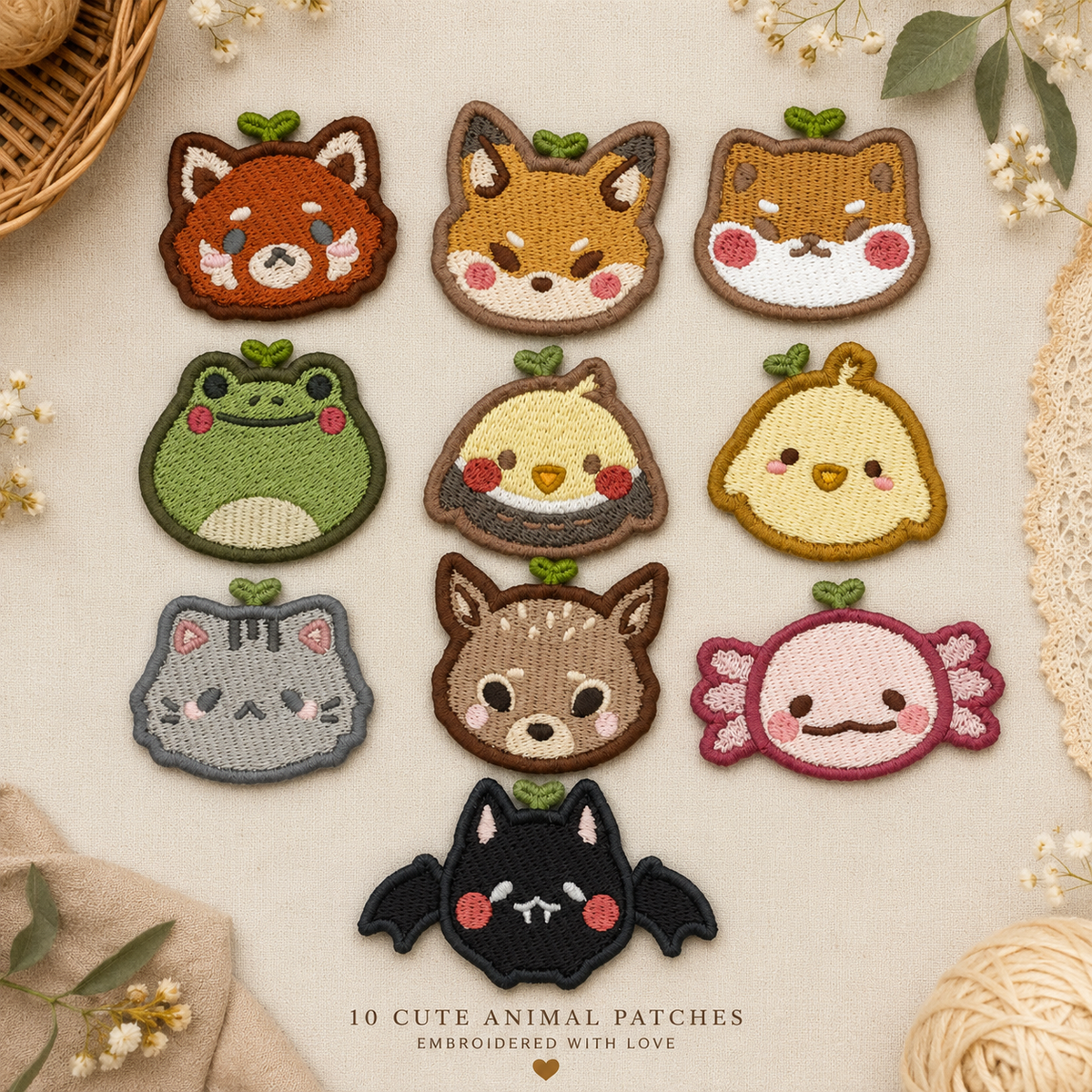 Cute Animal Embroidered Patch, Kawaii Animal Iron-On Patch, Cute Applique Patch for Jackets, Bags & DIY Crafts