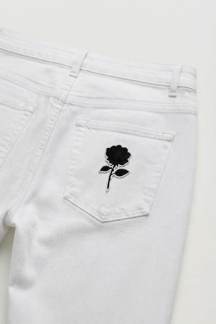 Black Rose Embroidered Patch, Gothic Rose Flower Patch, Floral Iron On Patch, DIY Clothing & Jacket Patch