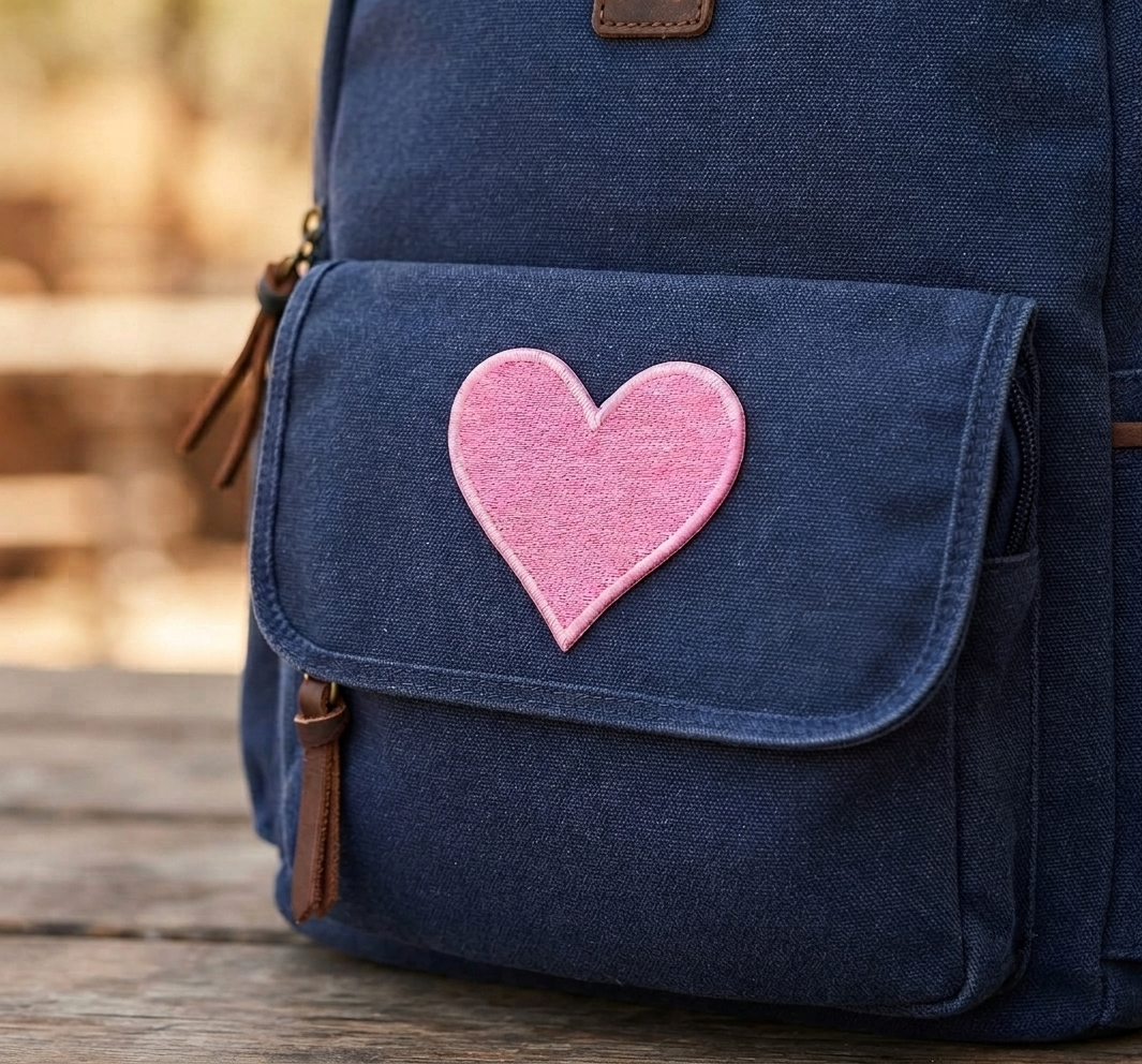 Pink Heart Embroidered Patch – Cute Love Heart Sew On Patch for Clothing, Bags & Accessories