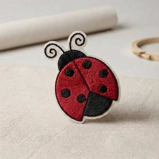 Ladybug Embroidered Patch – Cute Red Beetle Iron-On Patch for Clothing, Bags & DIY Crafts
