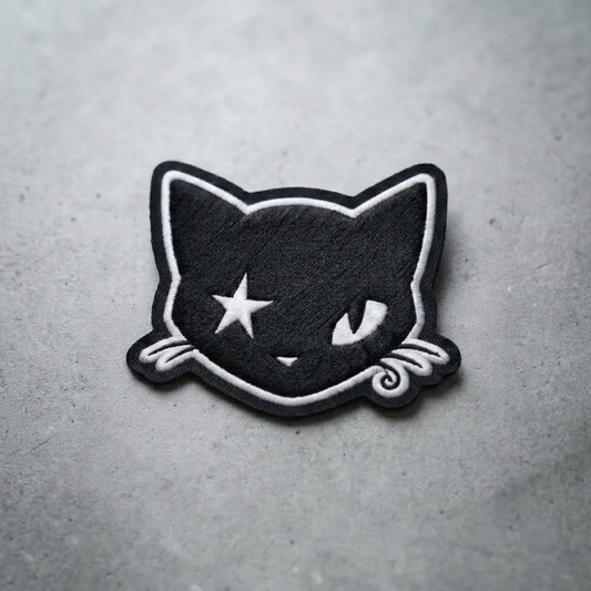 Black Cat Embroidered Patch, Gothic Cat Iron On Patch, Cute Halloween Cat Patch, Clothing & Bag Embroidery Applique
