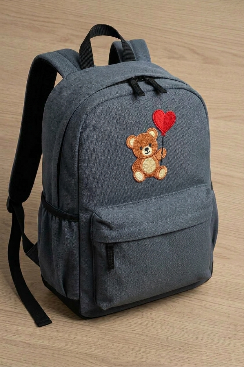 Cute Teddy Bear with Heart Balloon Embroidered Patch, Kawaii Bear Iron-On Applique for Clothing, Bags & DIY Crafts