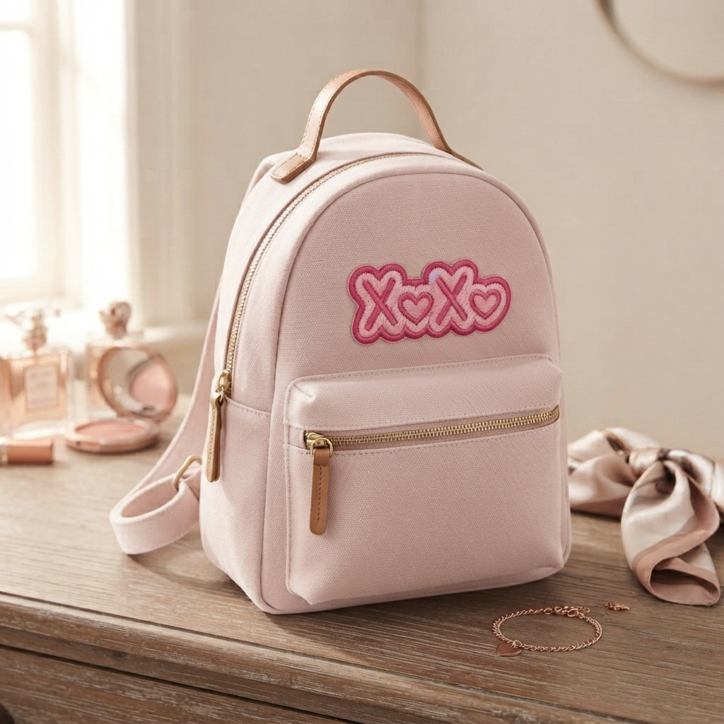 XOXO Embroidered Patch, Pink Love Heart Iron On Patch, Cute Valentine’s Day Sew On Patch