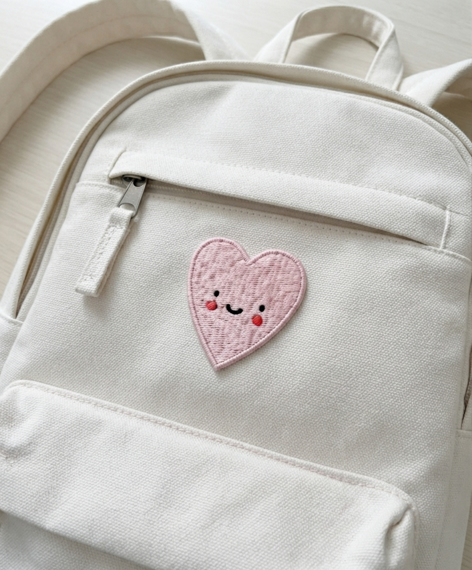 Cute Pink Heart Embroidered Patch – Kawaii Love Heart Iron-On Patch for Clothing & Accessories