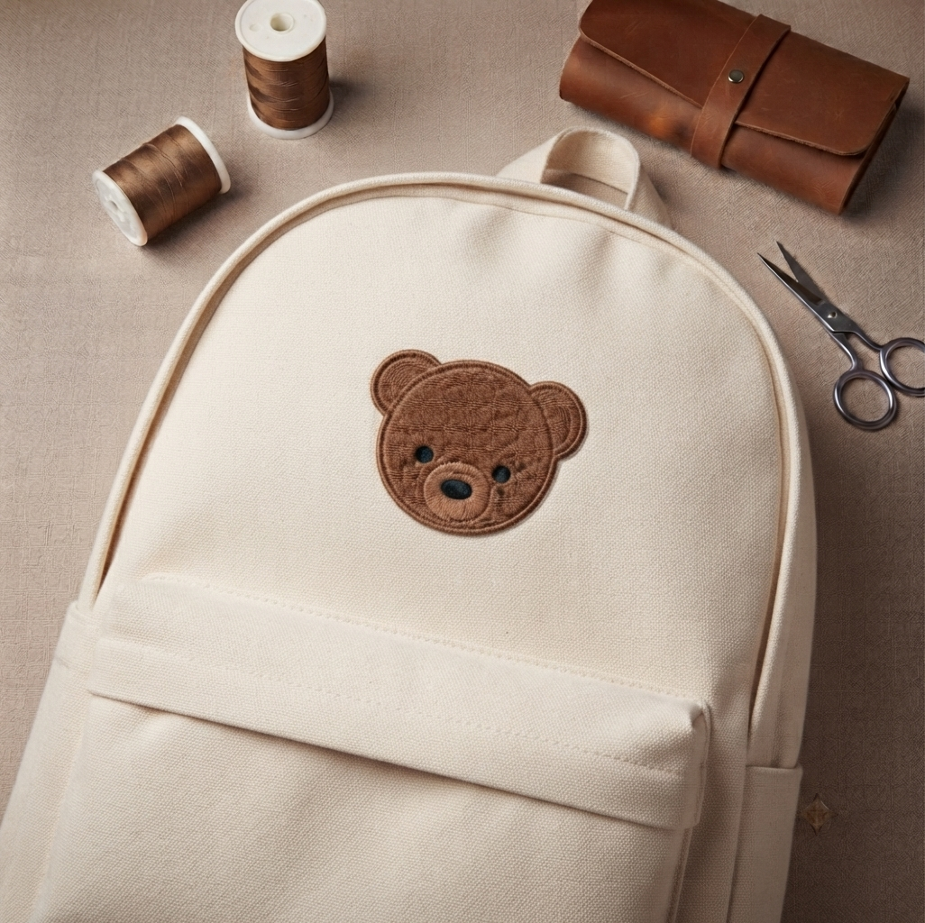 Embroidered Bear Patch – Cute Brown Teddy Bear Canvas Patch for Clothing, Bags & DIY Crafts
