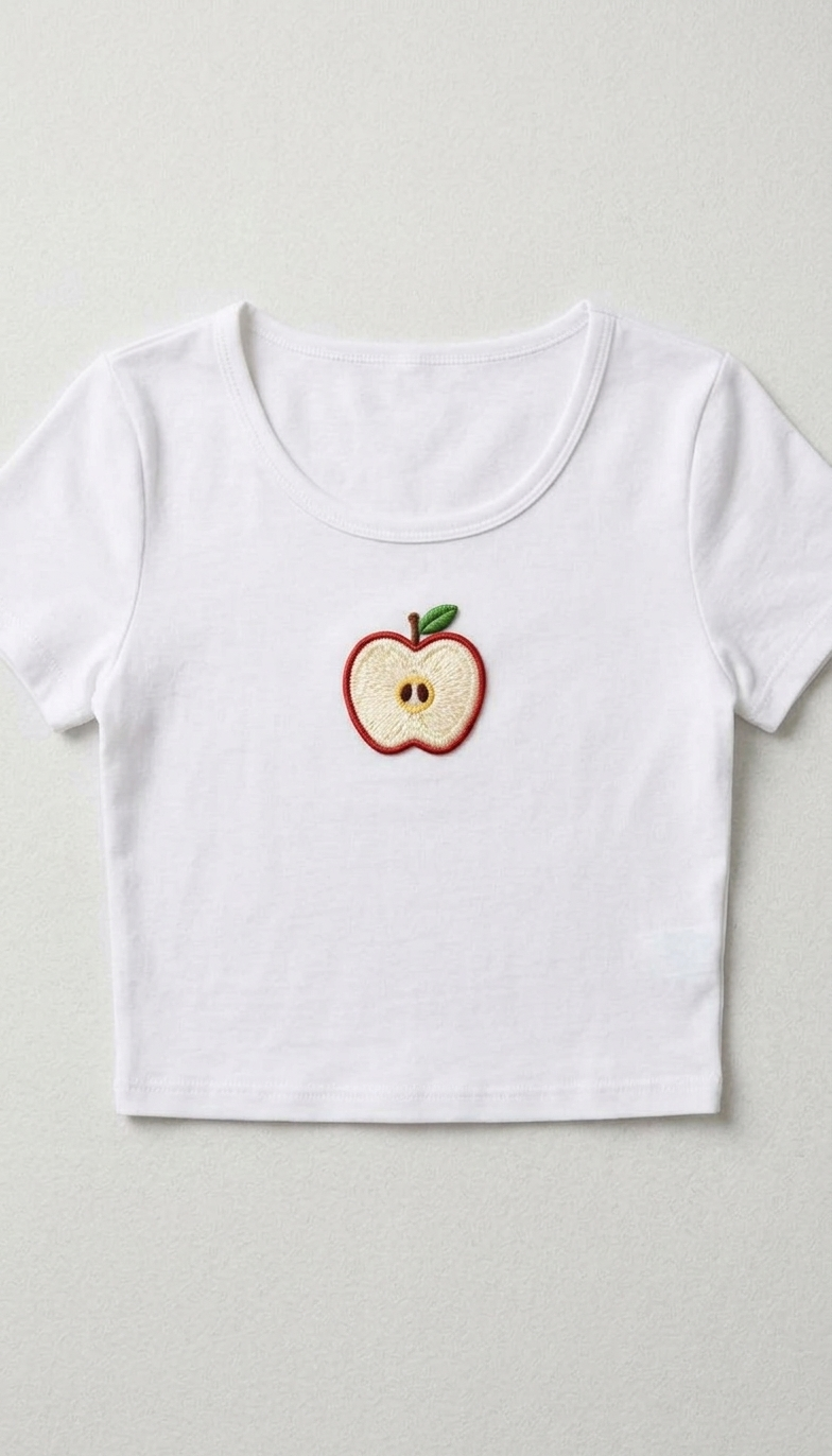 Red Apple Embroidered Patch, Fruit Iron On Embroidery Applique for Clothing, Bags & DIY Crafts