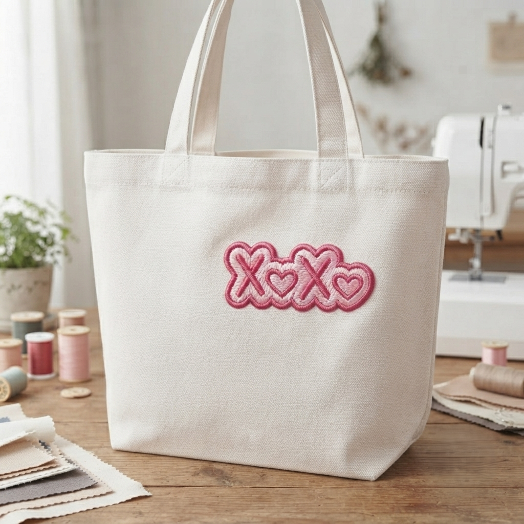 XOXO Embroidered Patch, Pink Love Heart Iron On Patch, Cute Valentine’s Day Sew On Patch